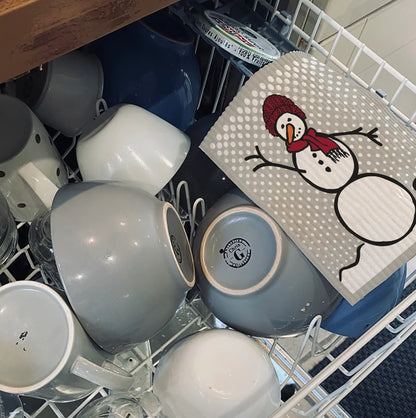 Snowman Red/Gray Swedish Cloth