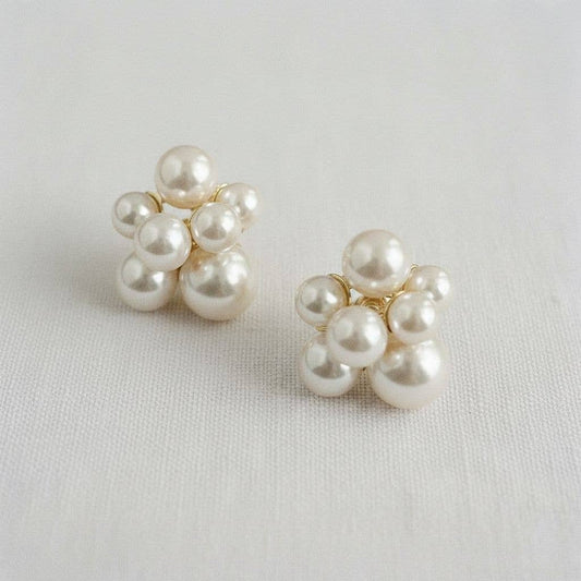 Chic Multi Pearl Cluster Stud Earrings