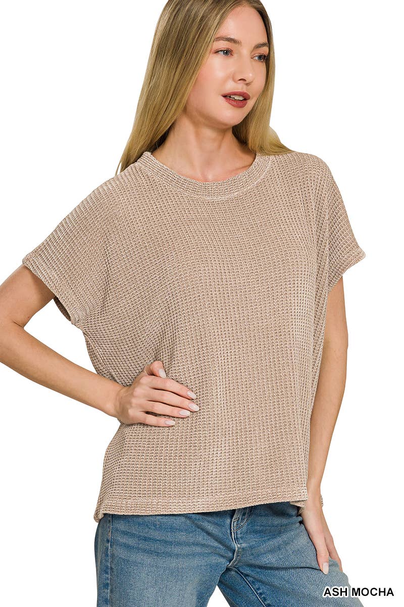 Chenille Waffle Cap Sleeve Sweater - Color Options