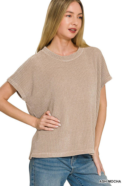 Chenille Waffle Cap Sleeve Sweater - Color Options