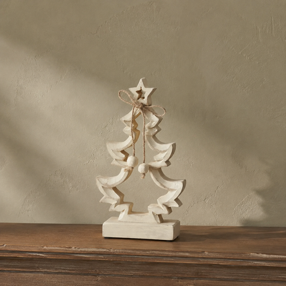 Everwhim Distressed Cream Wooden Christmas Tree - 2 Sizes