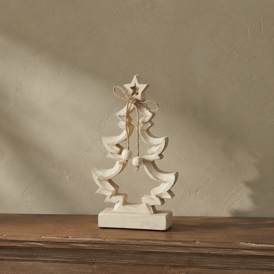 Everwhim Distressed Cream Wooden Christmas Tree - 2 Sizes