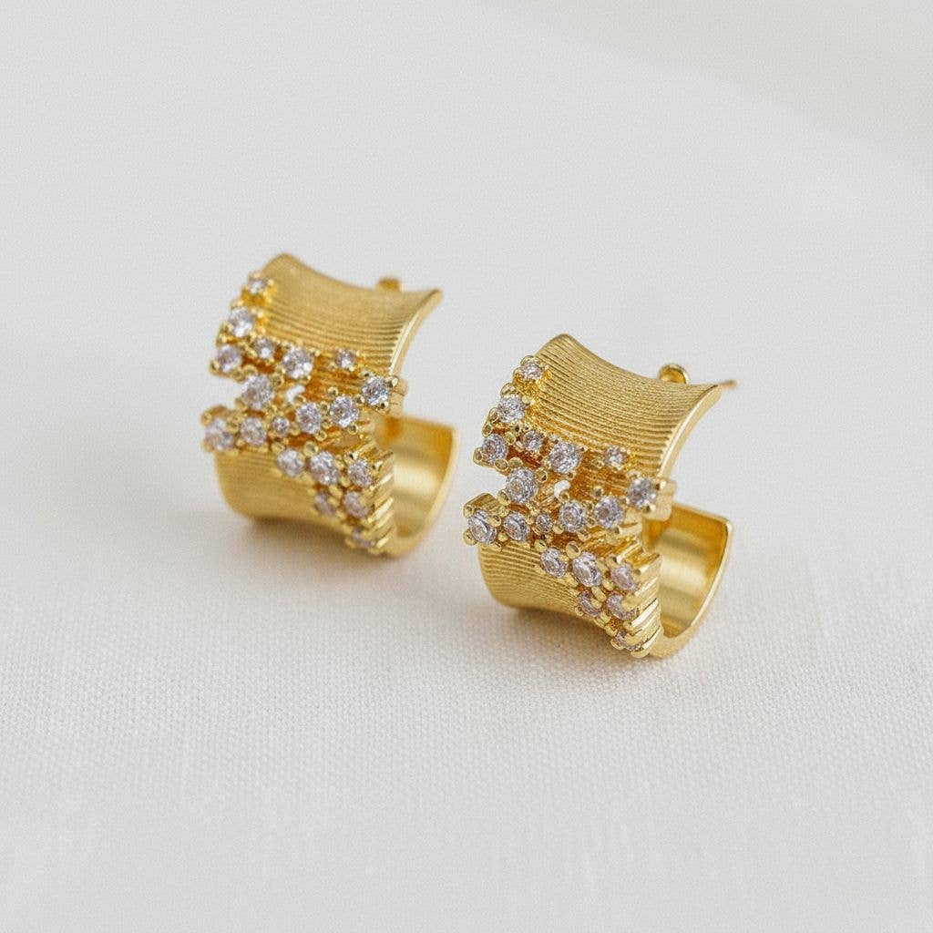 Celestial Cubic Zirconia Huggie Hoop Earrings
