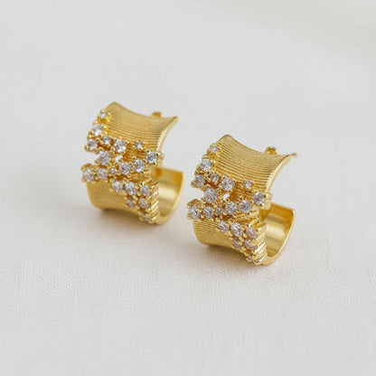 Celestial Cubic Zirconia Huggie Hoop Earrings