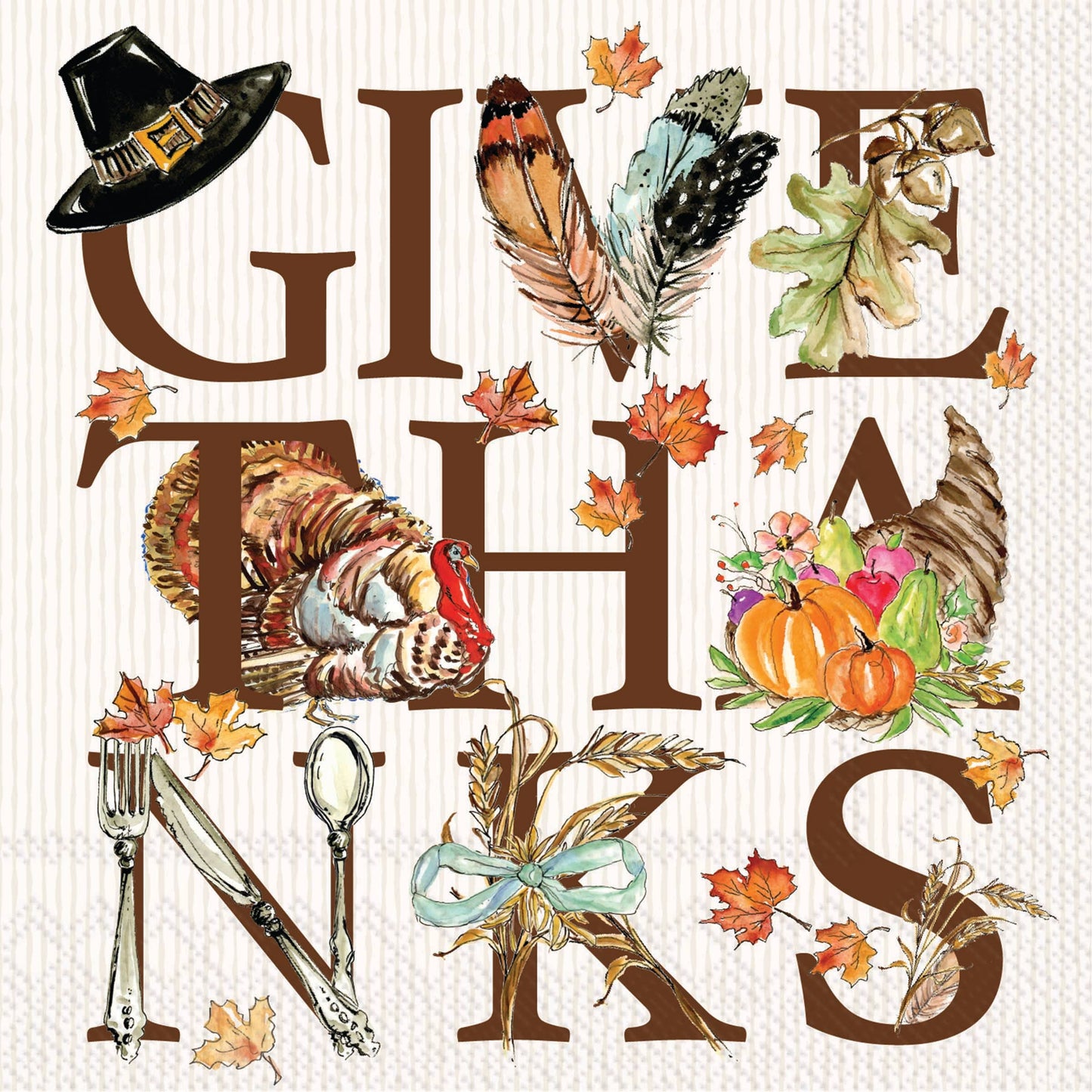 Give Thanks Cocktail Napkins 20 ct Pack - 5" x 5"