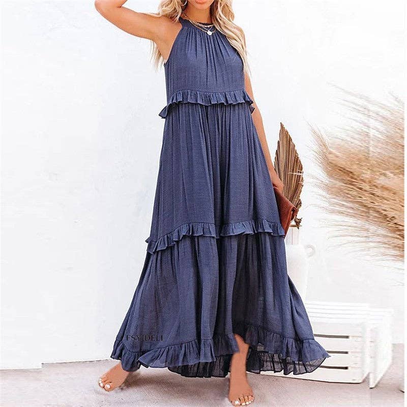 Ruffle Hem Maxi Dress - 2 Colors