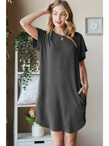 Ribbed Dress with Side Pockets - Choose Your Color