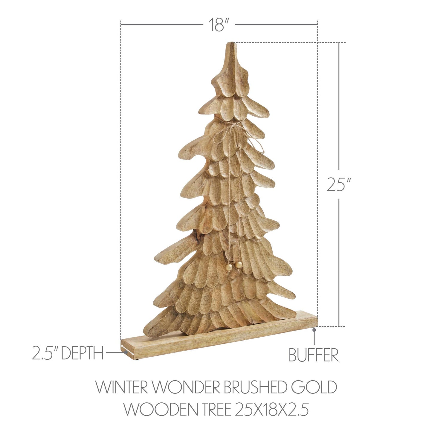 Winter Wonder Brushed Gold Wooden Tree - 2 Size Options