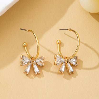 Crystal Bow Hoop Earrings