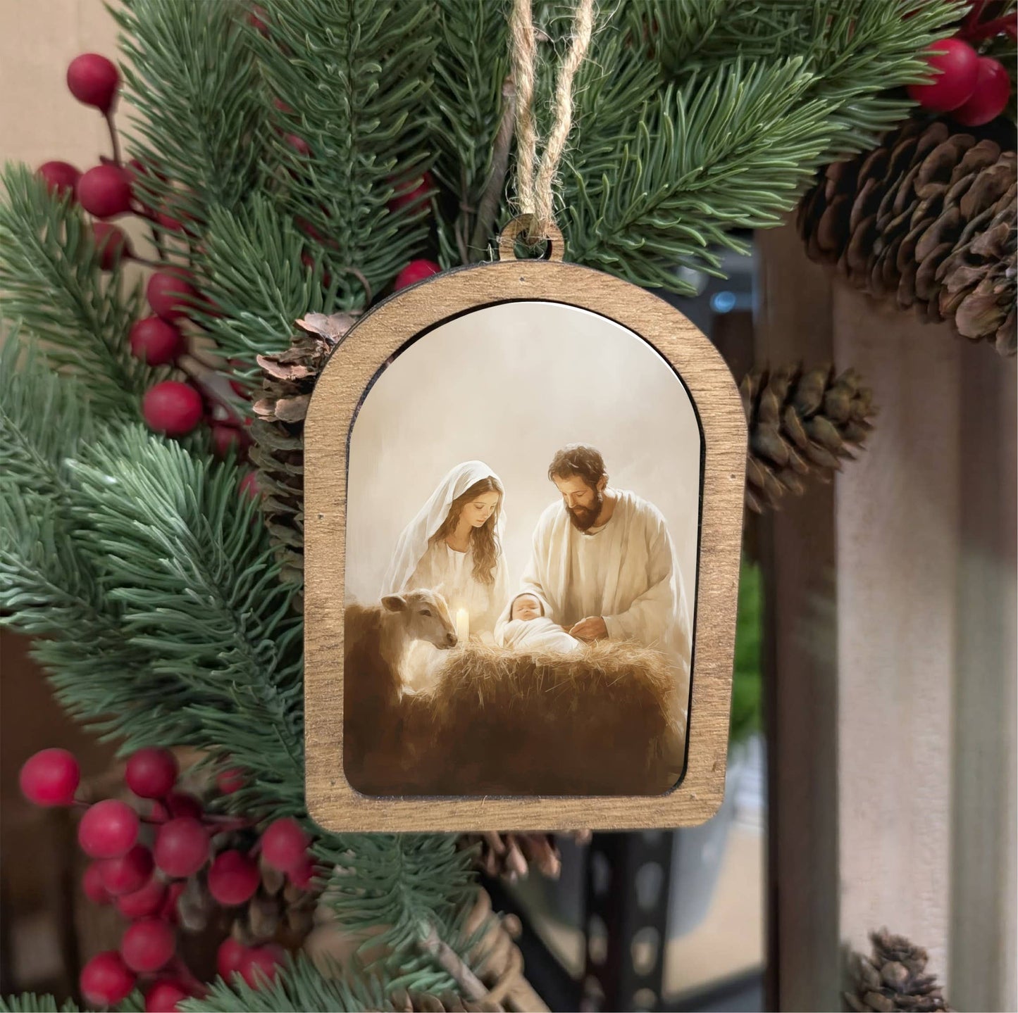 Framed Arch Ornament Nativity