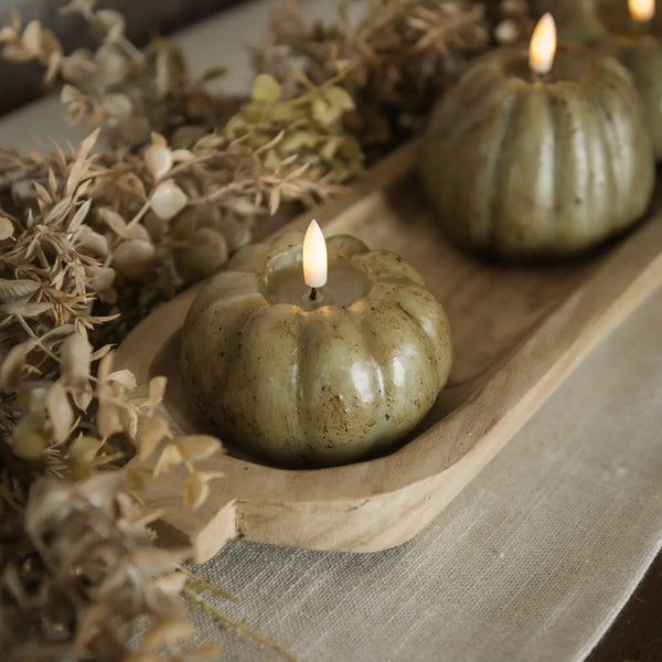 Green Flameless Pumpkin Shaped Candle - Size Options