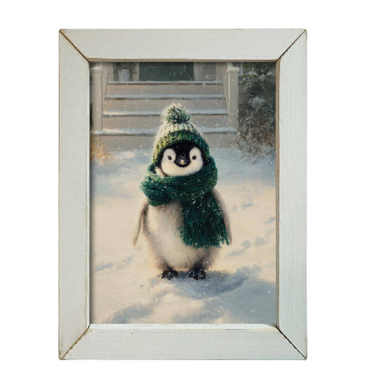 Snowy Penguin Framed Art