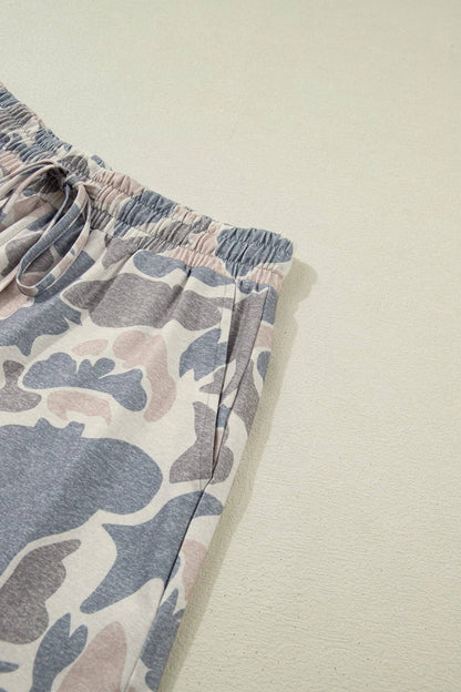 Camouflage Two Piece Tee & Shorts Lounge Set Outfit