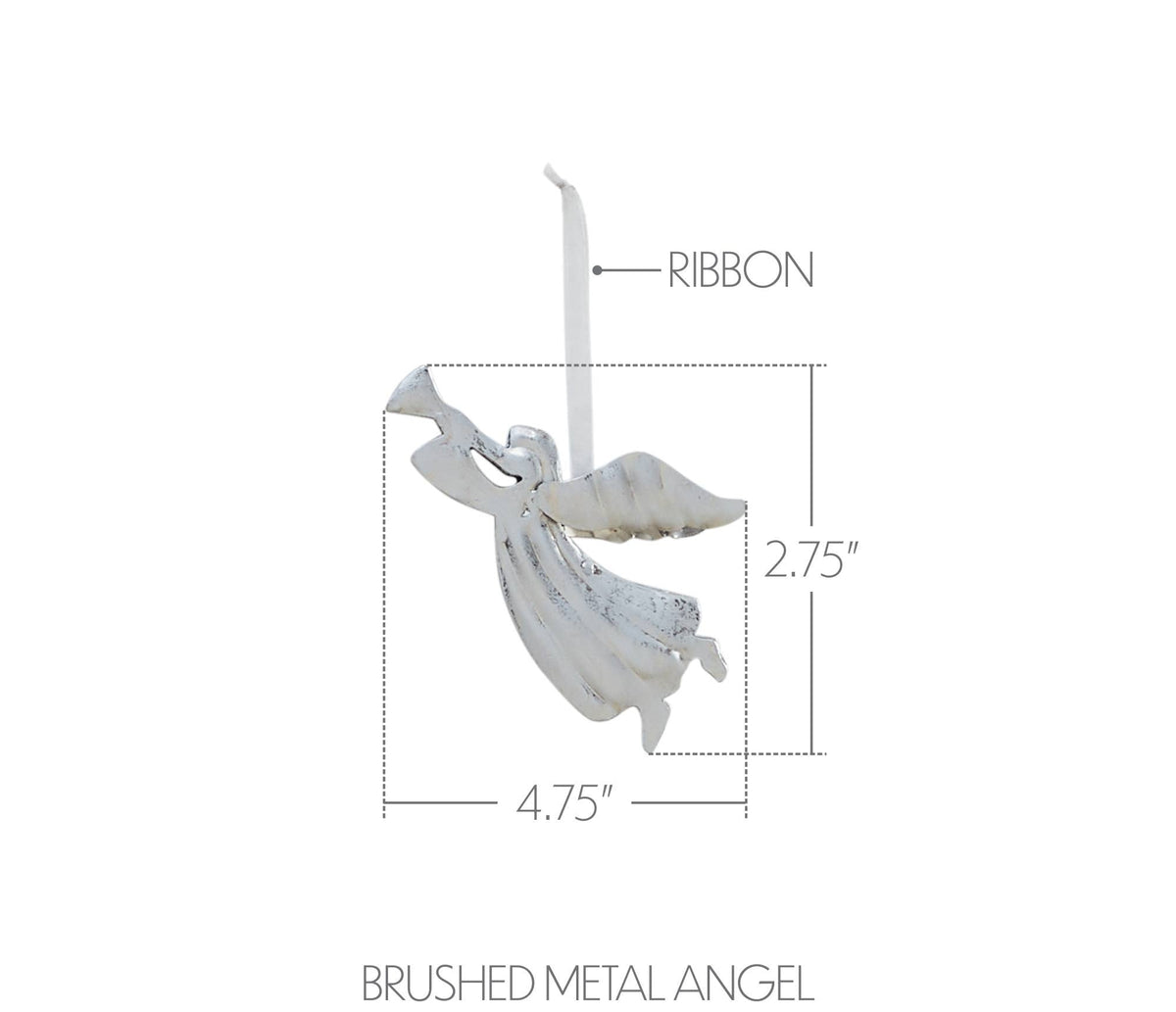 Brushed Metal Angel Christmas Ornament
