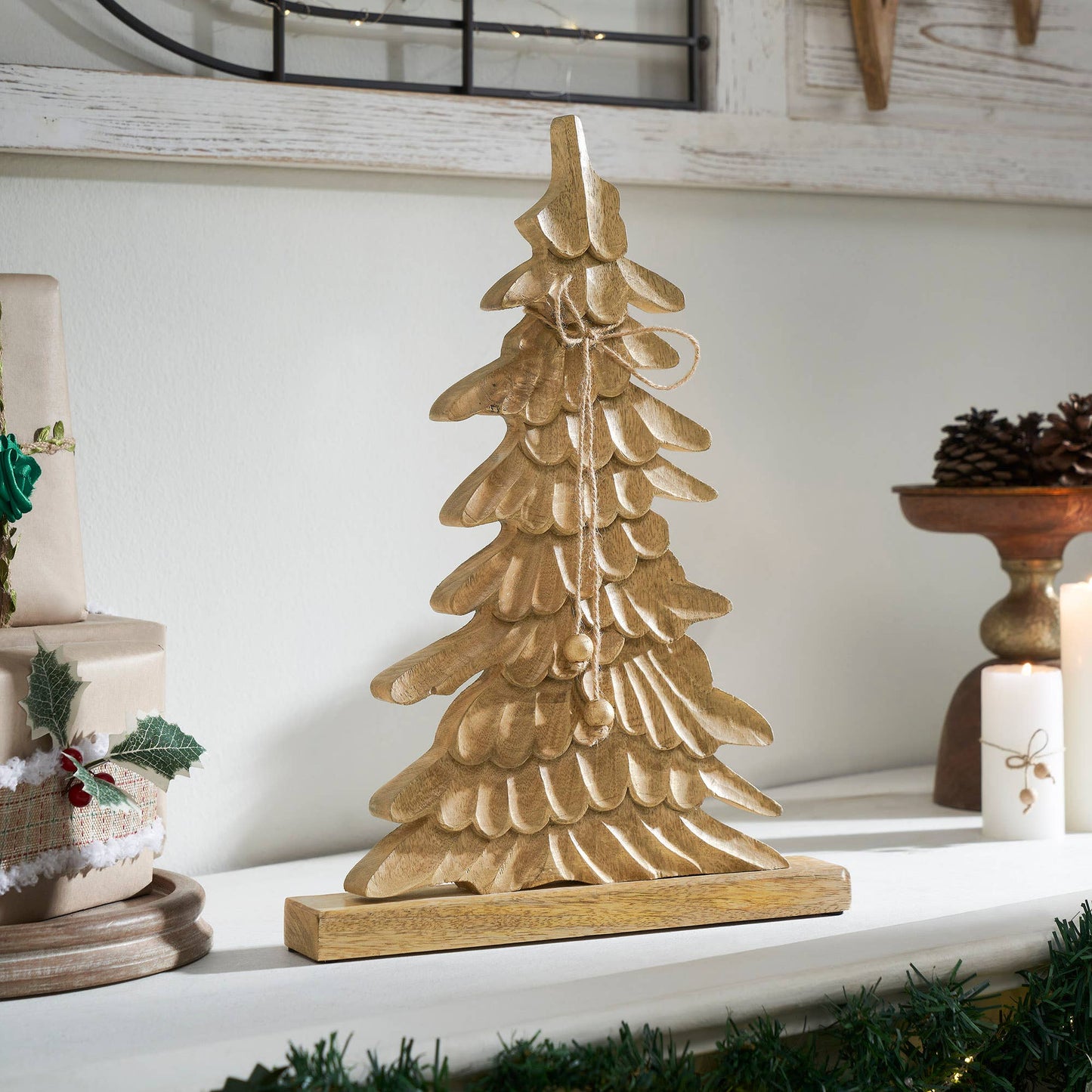 Winter Wonder Brushed Gold Wooden Tree - 2 Size Options