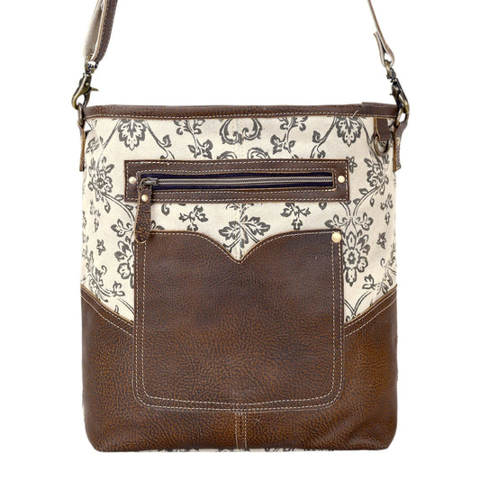 Ratany Shoulder Bag With Leather Pocket - Myra