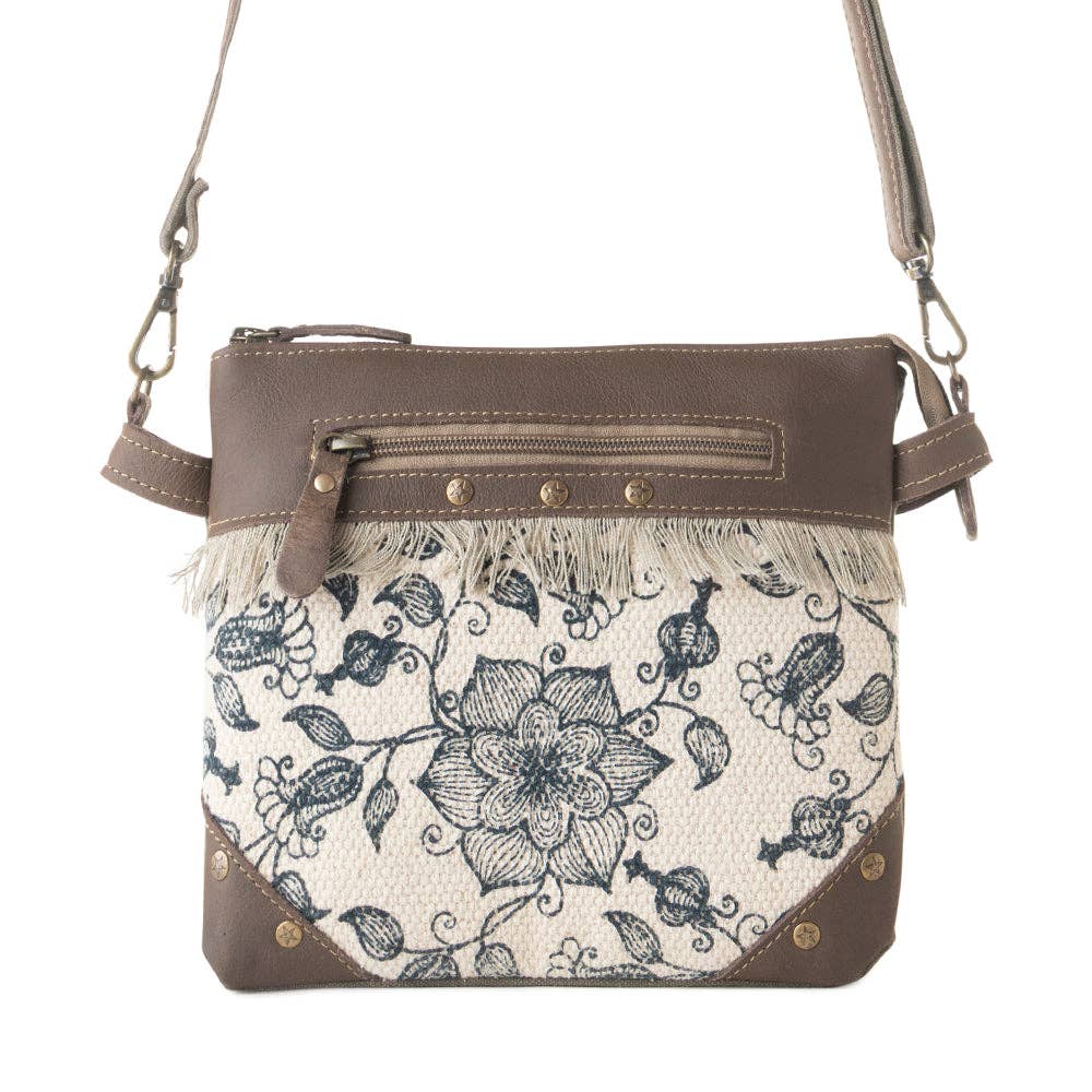 Inkwild Crossbody Bag in ivory with fringe detail - Myra