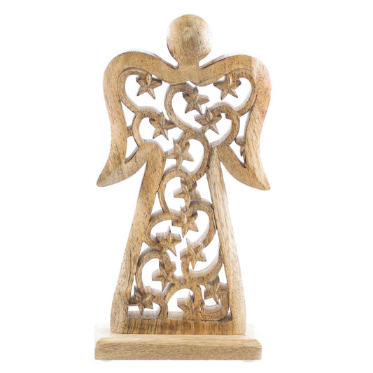 Lacewood Carved Wooden Angel Statuary