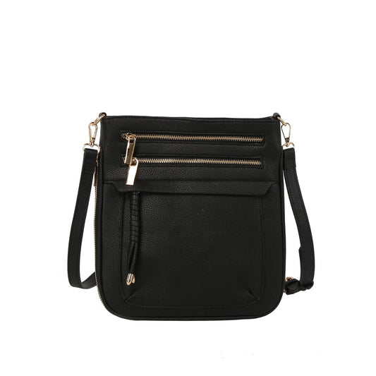 Front Triple Zip Expandable Crossbody Bag - Color Options