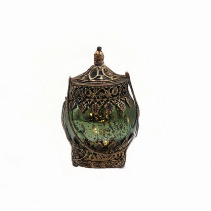 Green Mercury Glass LED Mini Lantern - 3 Sizes