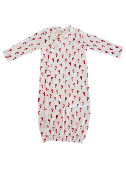 Candy Cane Organic Cotton Pointelle Baby Gown