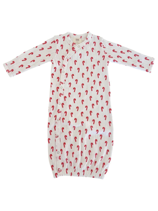 Candy Cane Organic Cotton Pointelle Baby Gown
