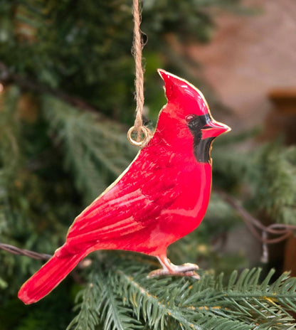 Metal Cardinal Ornament 5.5 x 4in