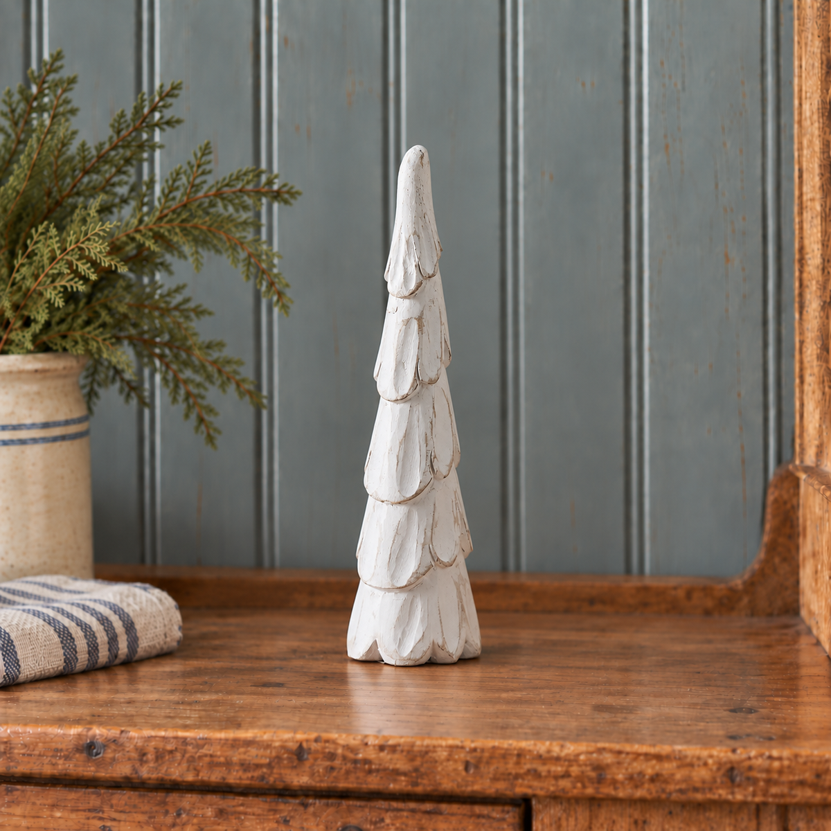 Distressed White Wooden Christmas Tree - 2 Sizes