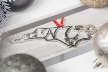 North Carolina Pewter Ornament - NC & Holly