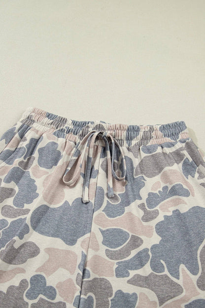 Camouflage Two Piece Tee & Shorts Lounge Set Outfit