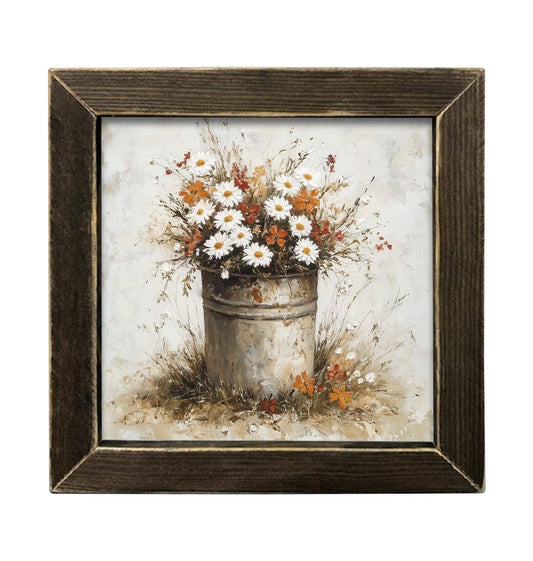 Fall Wildflower Bucket Framed Wall Art