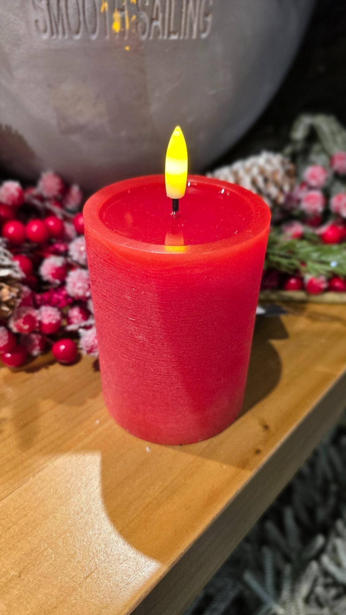 Melted Realistic Flame LED Flameless Candle - Cream, Green or Red