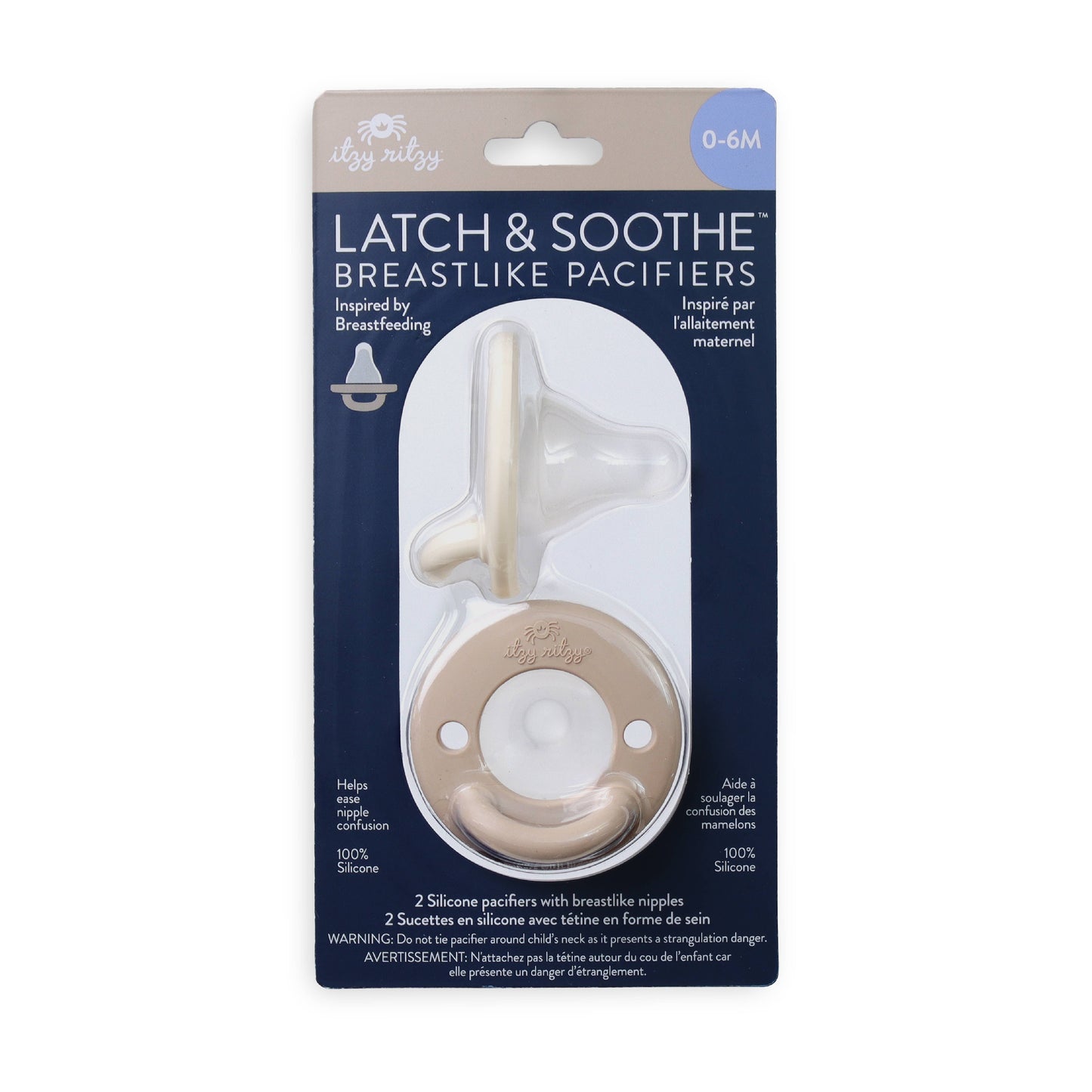 Itzy Ritzy Latch & Soothe Breastlike Pacifier - Taupe