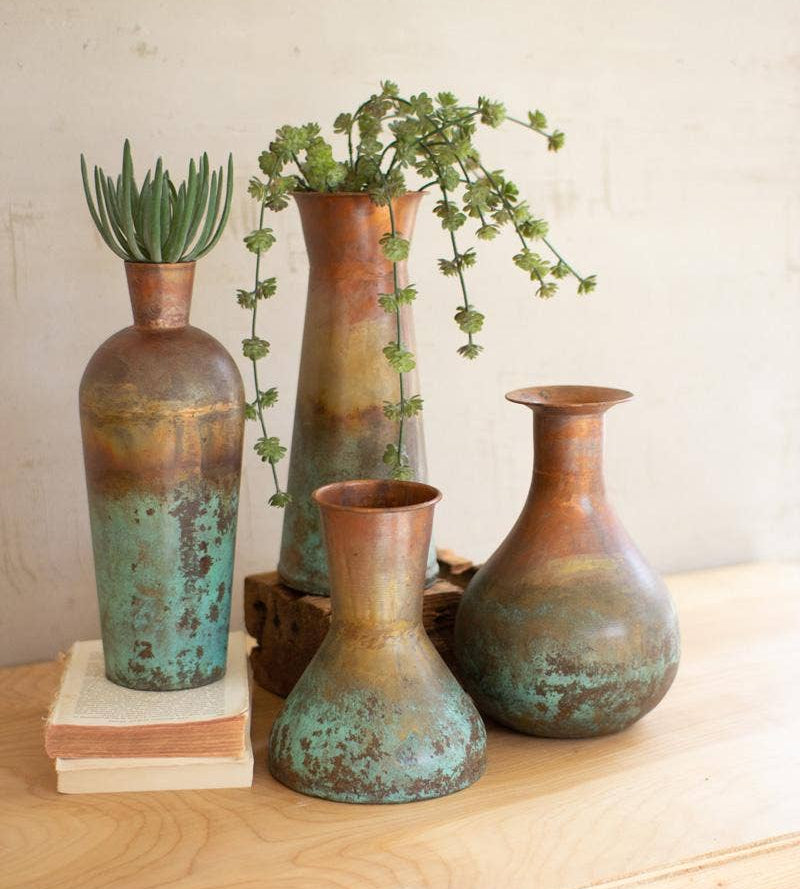 Two Tone Patina Copper Vase - 4 Sizes