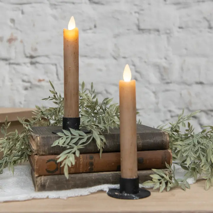 Realistic Moving Flame Beige Taper Candle 6.75" - Flameless
