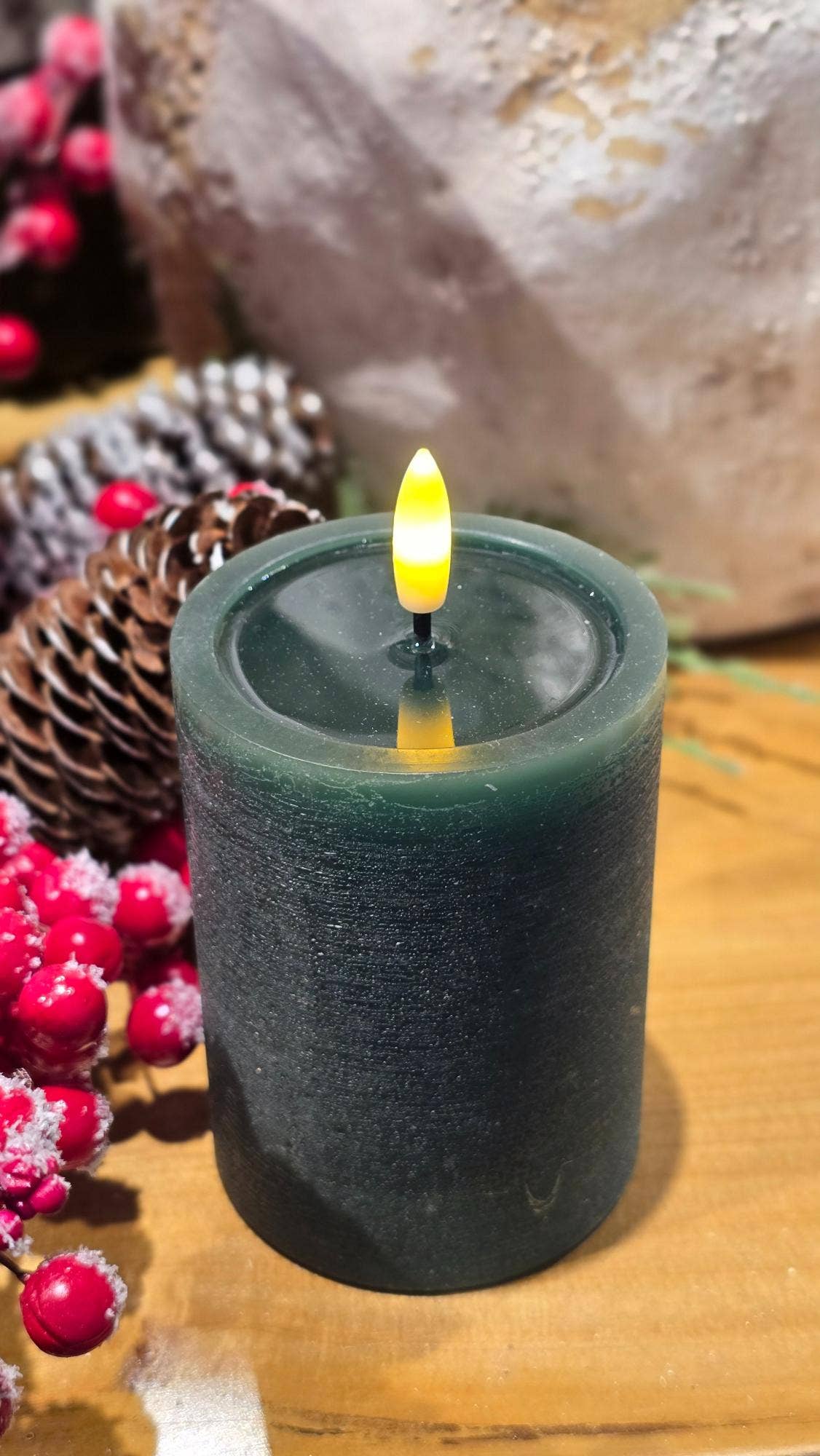 Melted Realistic Flame LED Flameless Candle - Cream, Green or Red