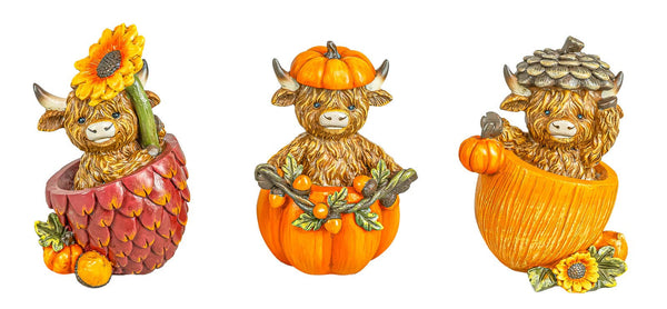 Fruits of Harvest Highland Cow Statuary - 3 Designs