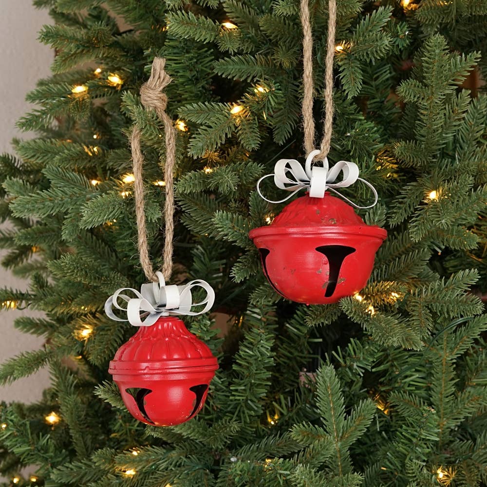 Vintage Style Bell With Metal Bow Ornament - 2 Sizes