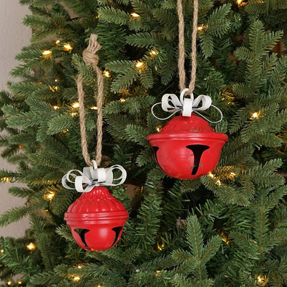 Vintage Style Bell With Metal Bow Ornament - 2 Sizes
