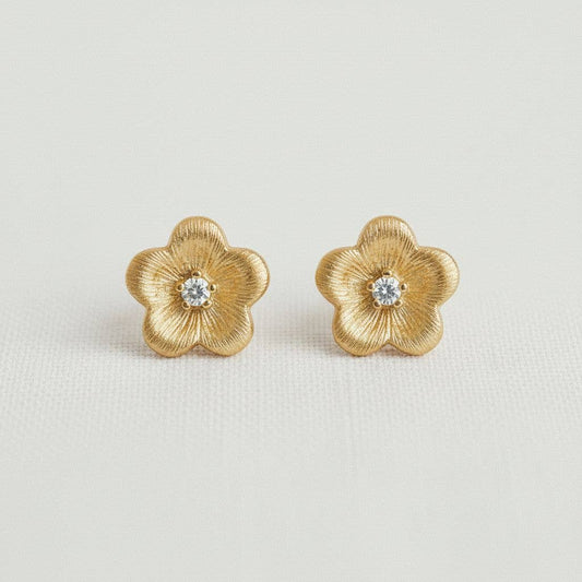 Floral Design Gemstone Stud Earrings