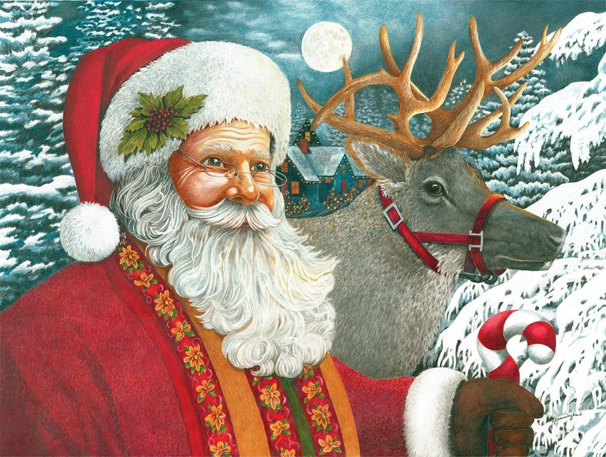 Santa and Reindeer Best of Friends 550 Piece Heritage Puzzle - Christmas