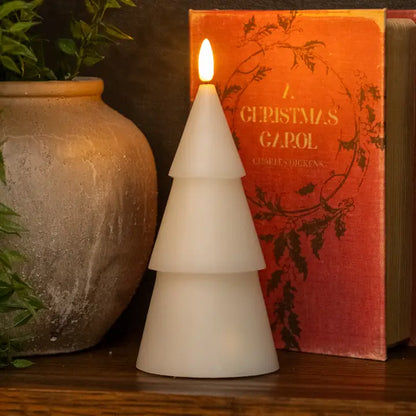 Cream 3D Flameless Smooth Tree Shaped Candle - 3 Sizes