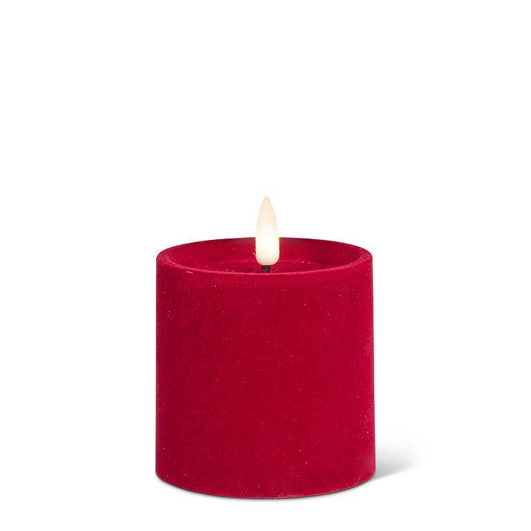 Red Velvet LED Pillar Candle - 2 Sizes