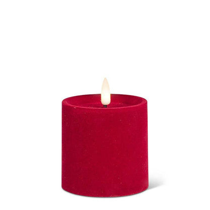Red Velvet LED Pillar Candle - 2 Sizes