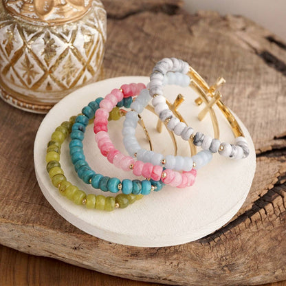 Beaded Rondelle Acrylic Cross Bracelet
