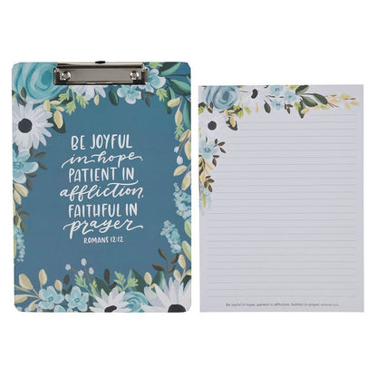 Clipboard w/ Note Pad Blue Be Joyful in Hope Rom. 12:12