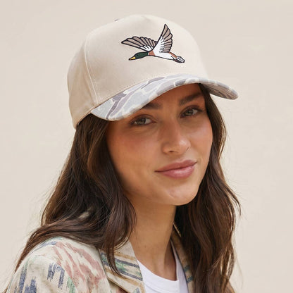 Flying Mallard Duck Embroidered Camo Brim Hat