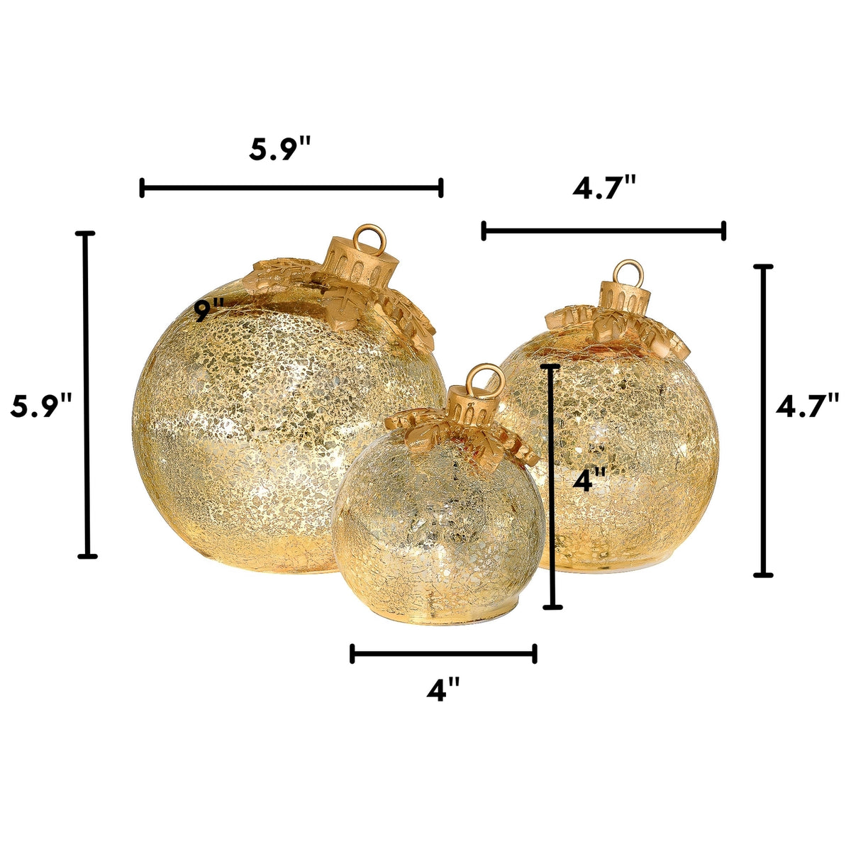 Gold Glass Lighted Tabletop Ornament - 3 Options