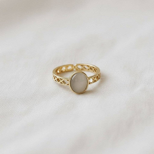 Neutral Gemstone Adjustable Ring