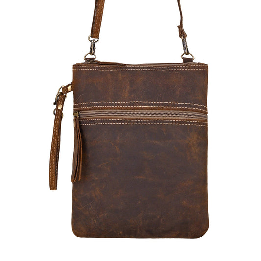 Bursage Crossbody Bag Brown With Contrast Stitch - Myra